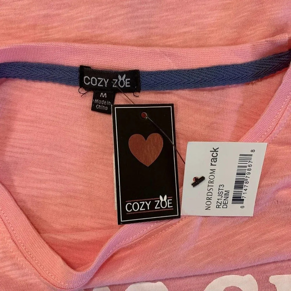 Cozy‎ Zoe Women's Let's Get Cozy Long Sleeve Pink & Blue Pajama Top Size M BWT - Picture 6 of 13